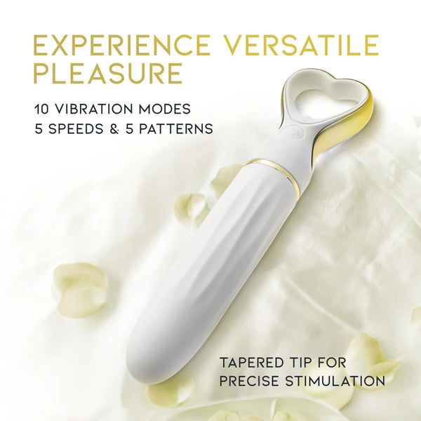 Delice Heartthrob Rechargeable Platinum-Cured Silicone Bullet Vibrator - White Bouquet