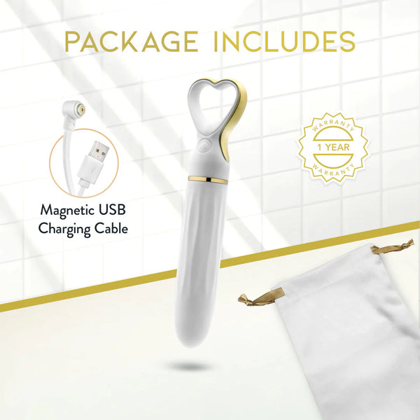 Delice Heartthrob Rechargeable Platinum-Cured Silicone Bullet Vibrator - White Bouquet