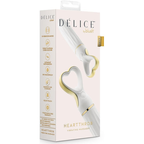 Delice Heartthrob Rechargeable Platinum-Cured Silicone Bullet Vibrator - White Bouquet