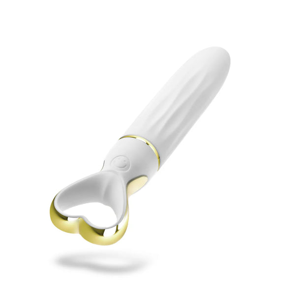 Delice Heartthrob Rechargeable Platinum-Cured Silicone Bullet Vibrator - White Bouquet