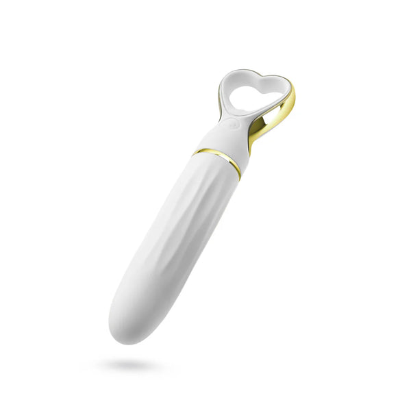 Delice Heartthrob Rechargeable Platinum-Cured Silicone Bullet Vibrator - White Bouquet