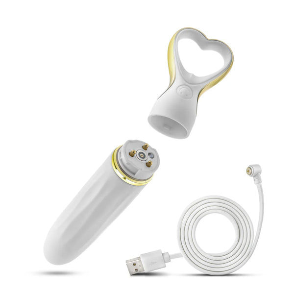 Delice Heartthrob Rechargeable Platinum-Cured Silicone Bullet Vibrator - White Bouquet