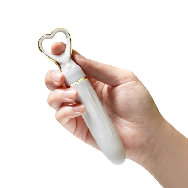 Delice Heartthrob Rechargeable Platinum-Cured Silicone Bullet Vibrator - White Bouquet