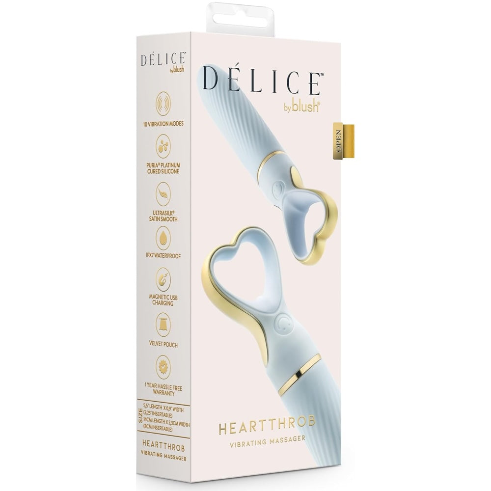 Delice Heartthrob Rechargeable Platinum-Cured Silicone Bullet Vibrator - Something Blue