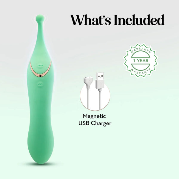 Blush Collection Stella Rechargeable Dual-Ended Clitoral G-Spot Vibrating Wand With Precision Stimulation
