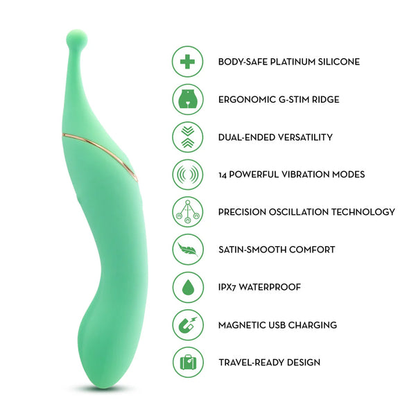 Blush Collection Stella Rechargeable Dual-Ended Clitoral G-Spot Vibrating Wand With Precision Stimulation