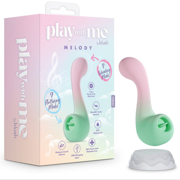 Play With Me Melody Rechargeable Silicone G-Spot & Tongue-Fluttering Vibrator