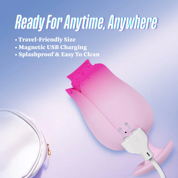 Aria Tulip Trance Rechargeable Suction & Tongue-Fluttering Silicone Personal Massager