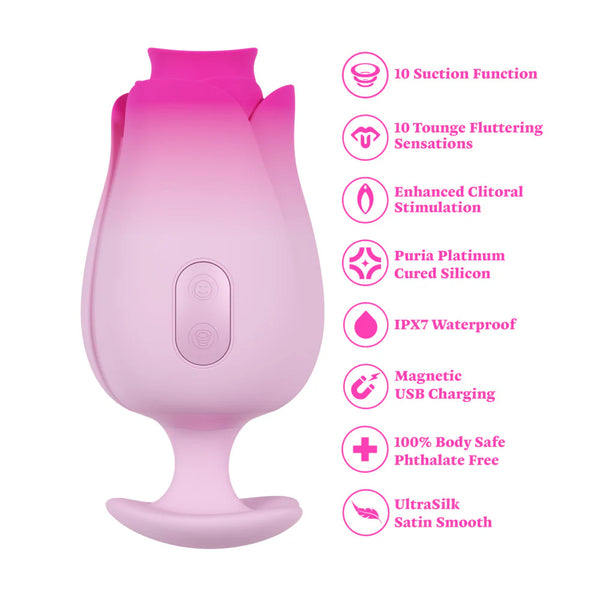 Aria Tulip Trance Rechargeable Suction & Tongue-Fluttering Silicone Personal Massager