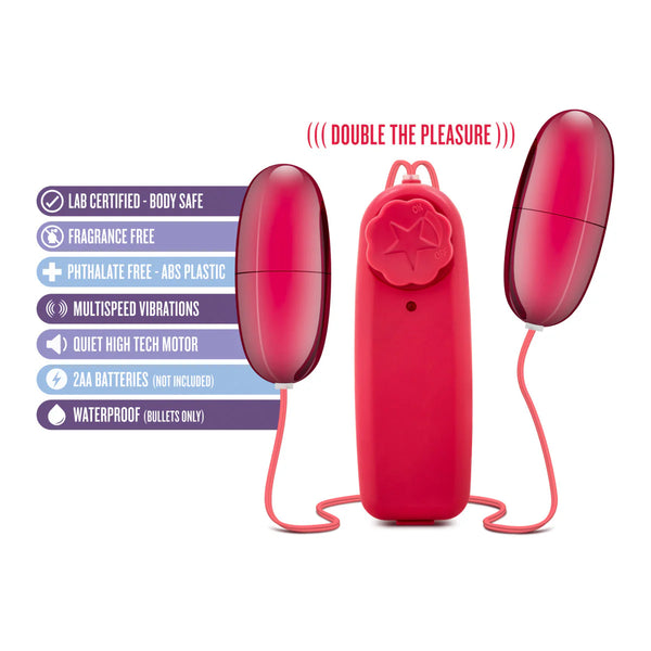 B Yours Double Pop Eggs Vibrating Bullets - Cerise