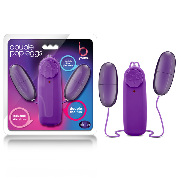 B Yours Double Pop Eggs Vibrating Bullets - Plum