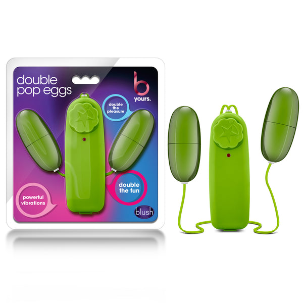 B Yours Double Pop Eggs Vibrating Bullets - Lime