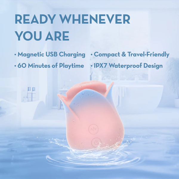 Blush Collection Kissing Rose Rechargeable Floral Vibrator with ‘French Kiss’ Speeds - Pink