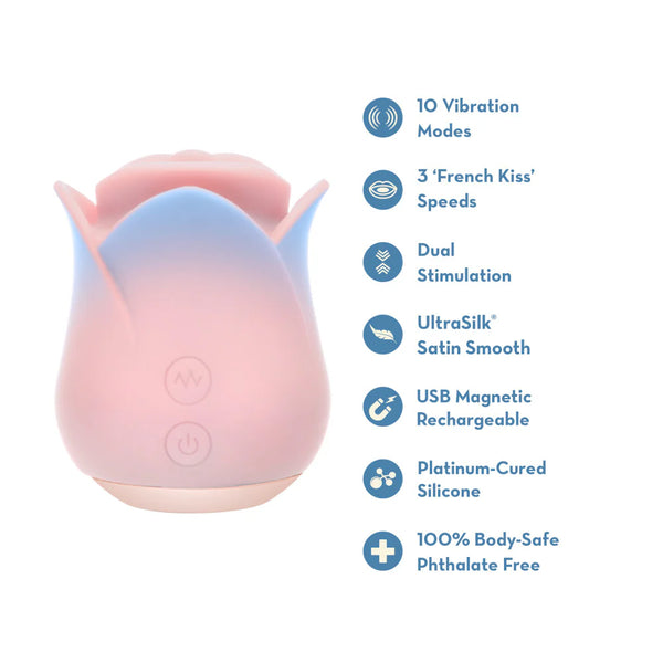 Blush Collection Kissing Rose Rechargeable Floral Vibrator with ‘French Kiss’ Speeds - Pink