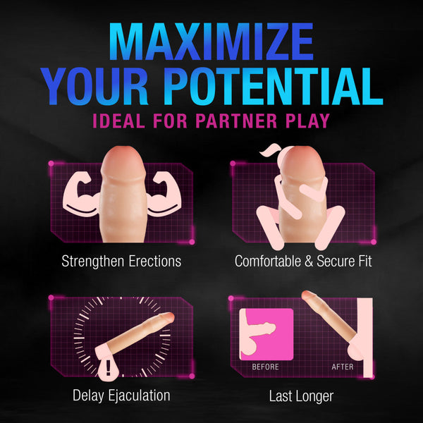 Performance Plus Resilience 7" Realistic 1.5" Dual Density Silicone Penis Extender Sleeve