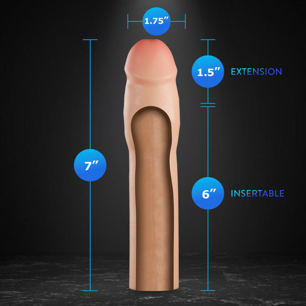 Performance Plus Resilience 7" Realistic 1.5" Dual Density Silicone Penis Extender Sleeve