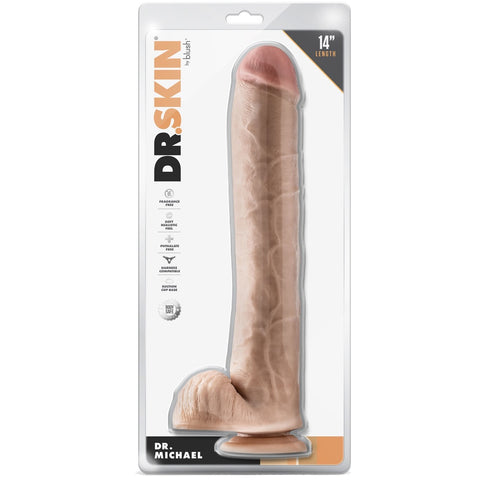 Dr. Skin Dr. Michael 14" Dildo with Balls - Light