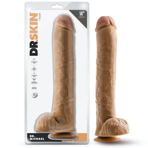 Blush Novelties Dr. Skin Dr. Michael 14" Dildo with Balls - Extreme Toyz Singapore - https://extremetoyz.com.sg - Sex Toys and Lingerie Online Store - Bondage Gear / Vibrators / Electrosex Toys / Wireless Remote Control Vibes / Sexy Lingerie and Role Play / BDSM / Dungeon Furnitures / Dildos and Strap Ons  / Anal and Prostate Massagers / Anal Douche and Cleaning Aide / Delay Sprays and Gels / Lubricants and more...