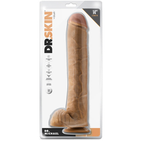 Dr. Skin Dr. Michael 14" Dildo with Balls - Tan