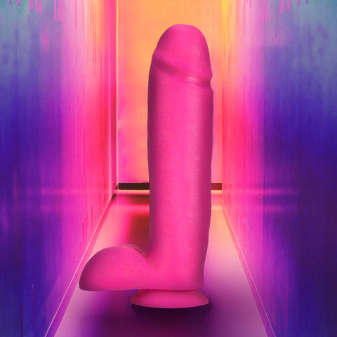 Blush Novelties Neo Elite 10" Silicone Dual Density Cock with Balls - Neon Pink - Extreme Toyz Singapore - https://extremetoyz.com.sg - Sex Toys and Lingerie Online Store - Bondage Gear / Vibrators / Electrosex Toys / Wireless Remote Control Vibes / Sexy Lingerie and Role Play / BDSM / Dungeon Furnitures / Dildos and Strap Ons &nbsp;/ Anal and Prostate Massagers / Anal Douche and Cleaning Aide / Delay Sprays and Gels / Lubricants and more...