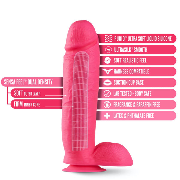 Blush Novelties Neo Elite 10" Silicone Dual Density Cock with Balls - Neon Pink - Extreme Toyz Singapore - https://extremetoyz.com.sg - Sex Toys and Lingerie Online Store - Bondage Gear / Vibrators / Electrosex Toys / Wireless Remote Control Vibes / Sexy Lingerie and Role Play / BDSM / Dungeon Furnitures / Dildos and Strap Ons &nbsp;/ Anal and Prostate Massagers / Anal Douche and Cleaning Aide / Delay Sprays and Gels / Lubricants and more...