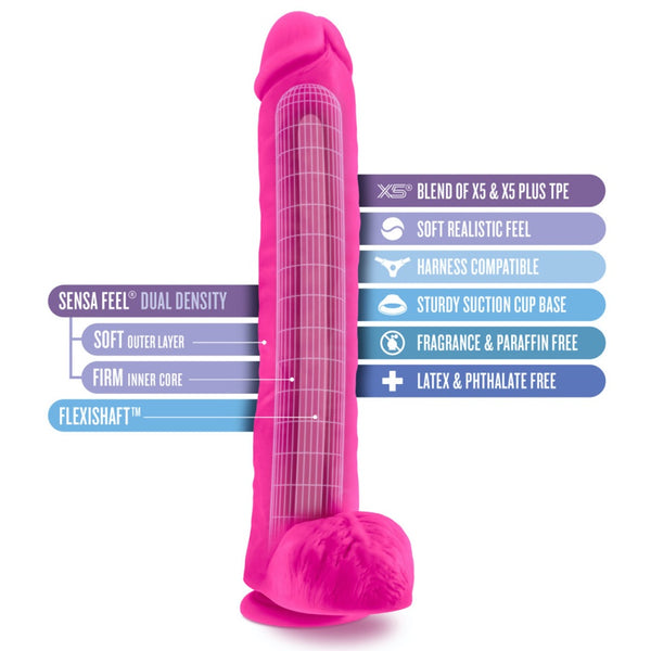 Blush Novelties Au Naturel Bold Daddy 14" Dual Density Dildo - Pink - Extreme Toyz Singapore - https://extremetoyz.com.sg - Sex Toys and Lingerie Online Store - Bondage Gear / Vibrators / Electrosex Toys / Wireless Remote Control Vibes / Sexy Lingerie and Role Play / BDSM / Dungeon Furnitures / Dildos and Strap Ons &nbsp;/ Anal and Prostate Massagers / Anal Douche and Cleaning Aide / Delay Sprays and Gels / Lubricants and more...