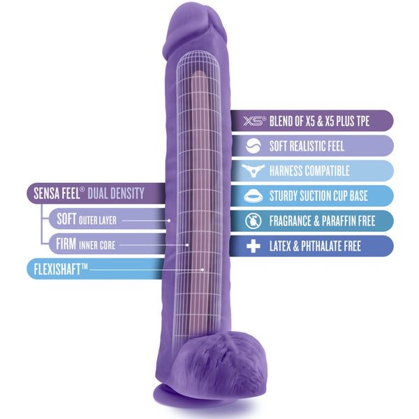Blush Novelties Au Naturel Bold Daddy 14" Dual Density Dildo - Purple - Extreme Toyz Singapore - https://extremetoyz.com.sg - Sex Toys and Lingerie Online Store - Bondage Gear / Vibrators / Electrosex Toys / Wireless Remote Control Vibes / Sexy Lingerie and Role Play / BDSM / Dungeon Furnitures / Dildos and Strap Ons &nbsp;/ Anal and Prostate Massagers / Anal Douche and Cleaning Aide / Delay Sprays and Gels / Lubricants and more...
