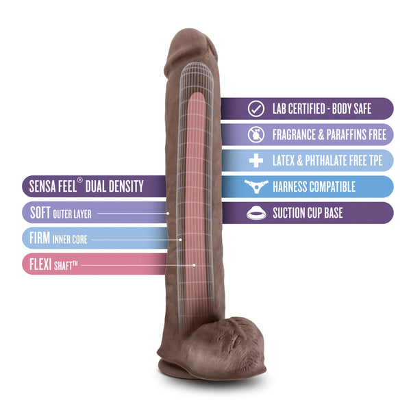 Blush Novelties Au Naturel Daddy 14" Dildo - Chocolate - Extreme Toyz Singapore - https://extremetoyz.com.sg - Sex Toys and Lingerie Online Store - Bondage Gear / Vibrators / Electrosex Toys / Wireless Remote Control Vibes / Sexy Lingerie and Role Play / BDSM / Dungeon Furnitures / Dildos and Strap Ons &nbsp;/ Anal and Prostate Massagers / Anal Douche and Cleaning Aide / Delay Sprays and Gels / Lubricants and more...