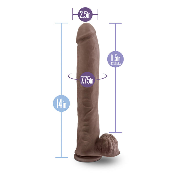 Blush Novelties Au Naturel Daddy 14" Dildo - Chocolate - Extreme Toyz Singapore - https://extremetoyz.com.sg - Sex Toys and Lingerie Online Store - Bondage Gear / Vibrators / Electrosex Toys / Wireless Remote Control Vibes / Sexy Lingerie and Role Play / BDSM / Dungeon Furnitures / Dildos and Strap Ons &nbsp;/ Anal and Prostate Massagers / Anal Douche and Cleaning Aide / Delay Sprays and Gels / Lubricants and more...