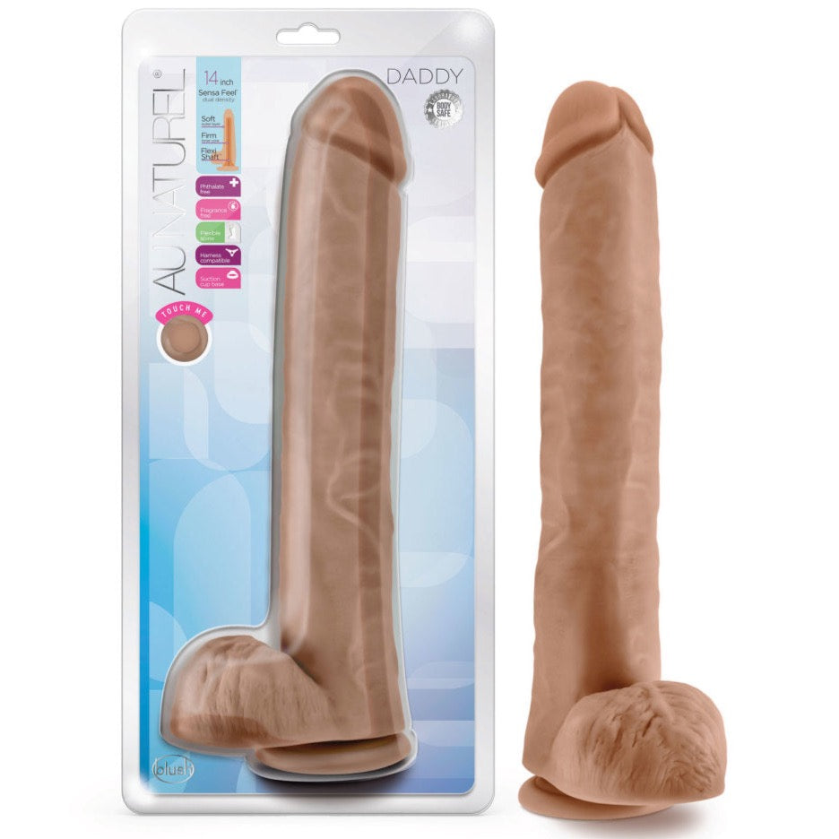 Blush Novelties Au Naturel Daddy 14" Dildo - Mocha - Extreme Toyz Singapore - https://extremetoyz.com.sg - Sex Toys and Lingerie Online Store - Bondage Gear / Vibrators / Electrosex Toys / Wireless Remote Control Vibes / Sexy Lingerie and Role Play / BDSM / Dungeon Furnitures / Dildos and Strap Ons &nbsp;/ Anal and Prostate Massagers / Anal Douche and Cleaning Aide / Delay Sprays and Gels / Lubricants and more...