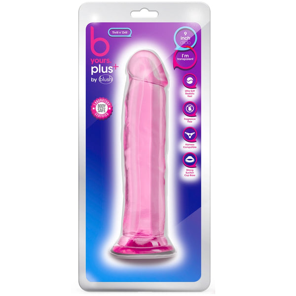 B Yours Plus 9" Thrill N’ Drill Dildo - Pink