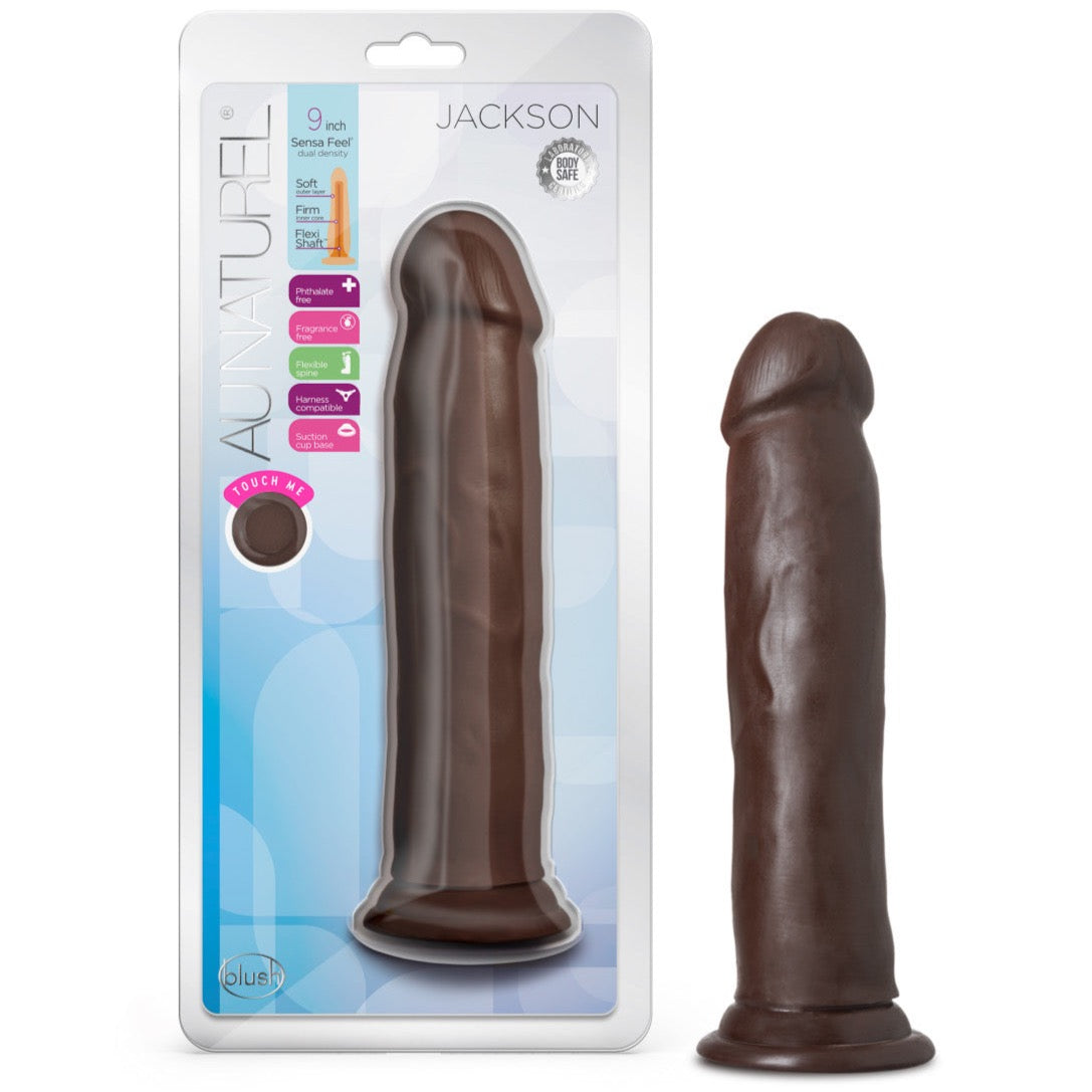 Blush Novelties Au Naturel Jackson 9.5" Dual Density Dildo - Chocolate - Extreme Toyz Singapore - https://extremetoyz.com.sg - Sex Toys and Lingerie Online Store - Bondage Gear / Vibrators / Electrosex Toys / Wireless Remote Control Vibes / Sexy Lingerie and Role Play / BDSM / Dungeon Furnitures / Dildos and Strap Ons &nbsp;/ Anal and Prostate Massagers / Anal Douche and Cleaning Aide / Delay Sprays and Gels / Lubricants and more...