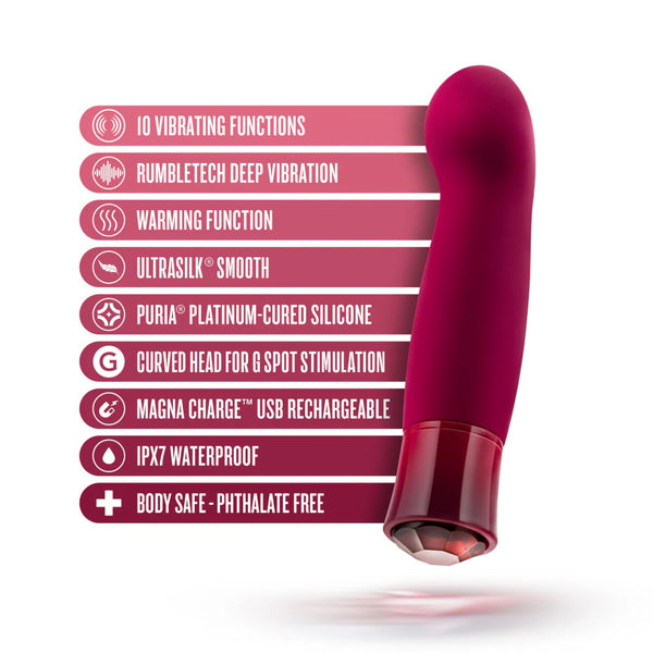 Oh My Gem Classy Rechargeable Warming Vibrator with RumboTech™ Technology - Garnet