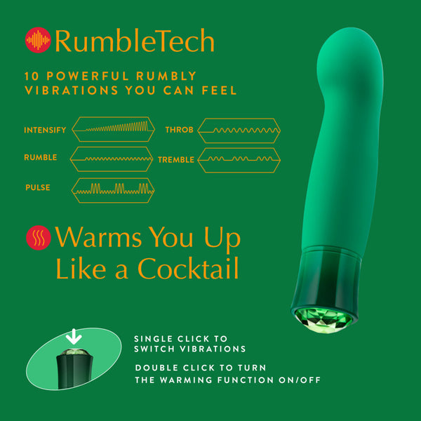 Oh My Gem Enchanting Rechargeable Warming Vibrator with RumboTech™ Technology - Emerald