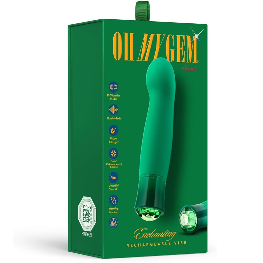 Oh My Gem Enchanting Rechargeable Warming Vibrator with RumboTech™ Technology - Emerald