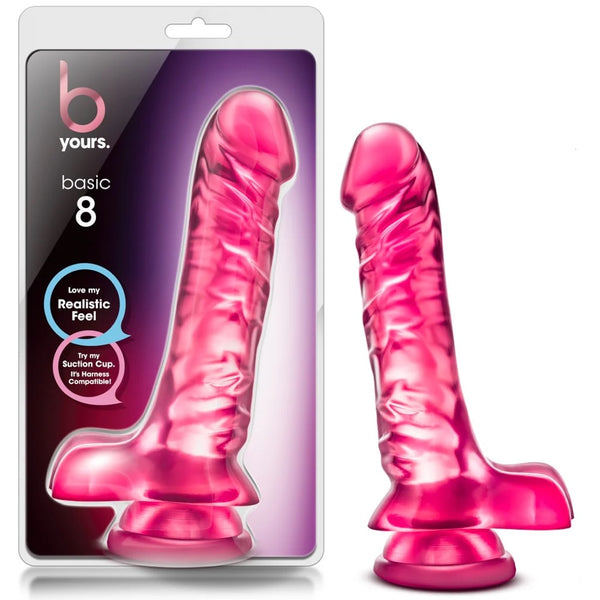 B Yours 9" Basic 8 Dildo with Balls - Pink