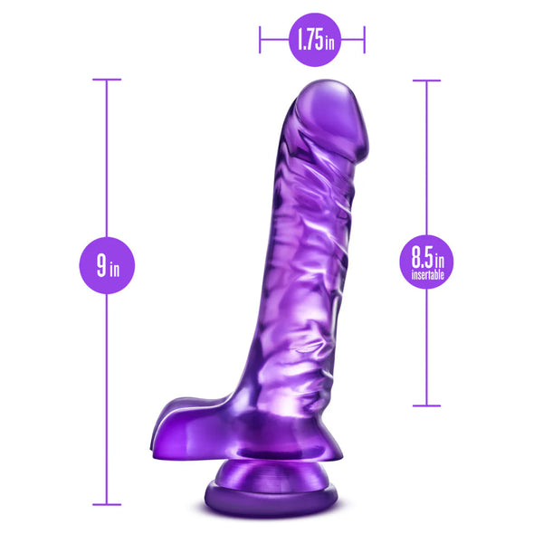 B Yours 9" Basic 8 Dildo with Balls - Purple