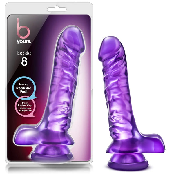 B Yours 9" Basic 8 Dildo with Balls - Purple