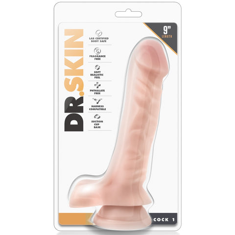 Dr. Skin Cock 1 9" Dildo with Balls