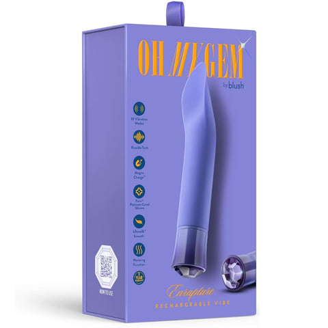 Oh My Gem Enrapture Rechargeable Warming Vibrator with RumboTech™ Technology - Tanzanite