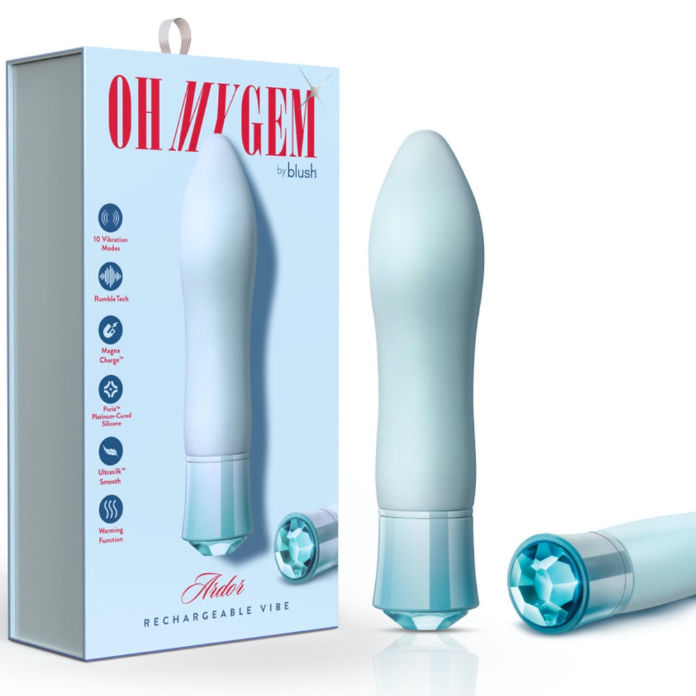 Blush Novelties Oh My Gem Ardor Aquamarine Rechargeable Warming Vibrator - Extreme Toyz Singapore - https://extremetoyz.com.sg - Sex Toys and Lingerie Online Store - Bondage Gear / Vibrators / Electrosex Toys / Wireless Remote Control Vibes / Sexy Lingerie and Role Play / BDSM / Dungeon Furnitures / Dildos and Strap Ons &nbsp;/ Anal and Prostate Massagers / Anal Douche and Cleaning Aide / Delay Sprays and Gels / Lubricants and more...