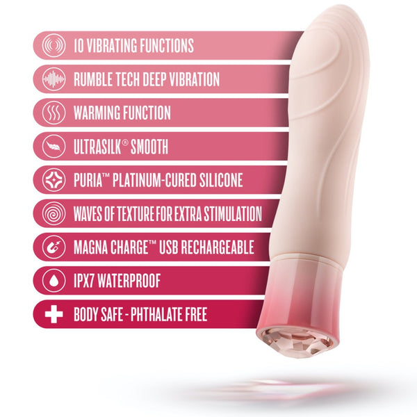 Blush Novelties Oh My Gem Elegant Morganite Rechargeable Warming Vibrator - Extreme Toyz Singapore - https://extremetoyz.com.sg - Sex Toys and Lingerie Online Store - Bondage Gear / Vibrators / Electrosex Toys / Wireless Remote Control Vibes / Sexy Lingerie and Role Play / BDSM / Dungeon Furnitures / Dildos and Strap Ons  / Anal and Prostate Massagers / Anal Douche and Cleaning Aide / Delay Sprays and Gels / Lubricants and more...