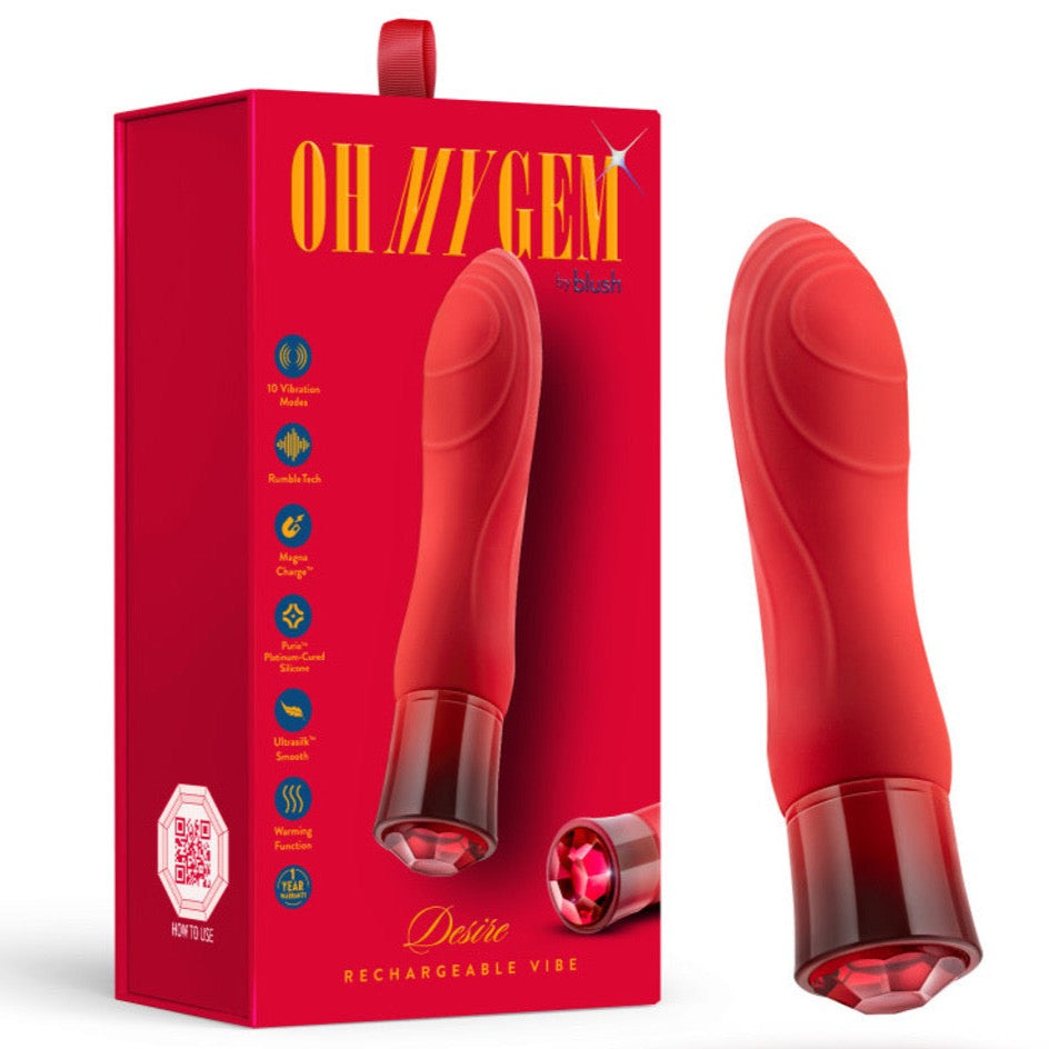 Blush Novelties Oh My Gem Desire Ruby Rechargeable Warming Vibrator - Extreme Toyz Singapore - https://extremetoyz.com.sg - Sex Toys and Lingerie Online Store - Bondage Gear / Vibrators / Electrosex Toys / Wireless Remote Control Vibes / Sexy Lingerie and Role Play / BDSM / Dungeon Furnitures / Dildos and Strap Ons &nbsp;/ Anal and Prostate Massagers / Anal Douche and Cleaning Aide / Delay Sprays and Gels / Lubricants and more...