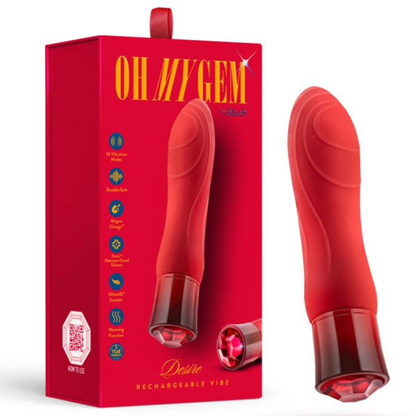 Blush Novelties Oh My Gem Desire Ruby Rechargeable Warming Vibrator - Extreme Toyz Singapore - https://extremetoyz.com.sg - Sex Toys and Lingerie Online Store - Bondage Gear / Vibrators / Electrosex Toys / Wireless Remote Control Vibes / Sexy Lingerie and Role Play / BDSM / Dungeon Furnitures / Dildos and Strap Ons &nbsp;/ Anal and Prostate Massagers / Anal Douche and Cleaning Aide / Delay Sprays and Gels / Lubricants and more...