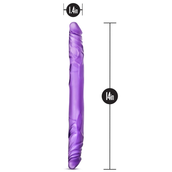 B Yours 14" Double Dildo - Purple