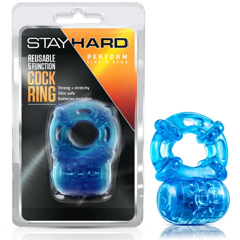 Blush Novelties Stay Hard Reusable 5 Function Cock Ring - Blue - Extreme Toyz Singapore - https://extremetoyz.com.sg - Sex Toys and Lingerie Online Store - Bondage Gear / Vibrators / Electrosex Toys / Wireless Remote Control Vibes / Sexy Lingerie and Role Play / BDSM / Dungeon Furnitures / Dildos and Strap Ons &nbsp;/ Anal and Prostate Massagers / Anal Douche and Cleaning Aide / Delay Sprays and Gels / Lubricants and more...