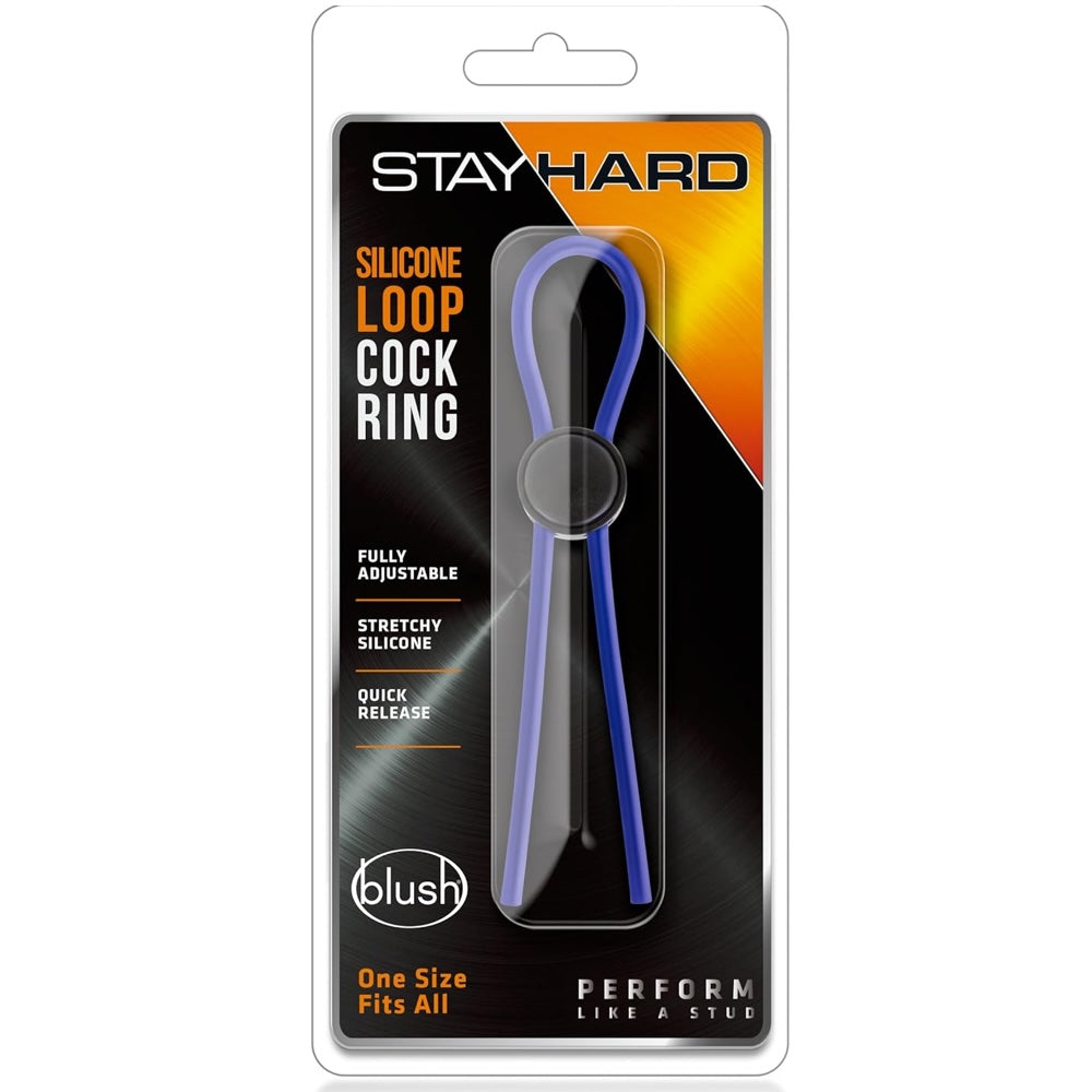 Stay Hard Silicone Loop Cock Ring - Blue