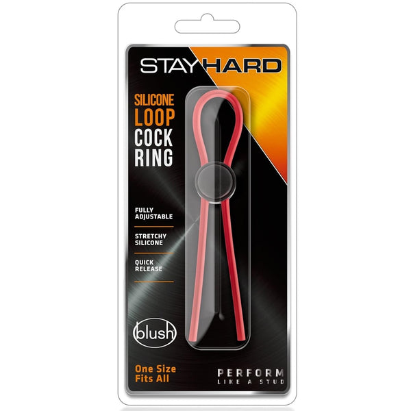 Stay Hard Silicone Loop Cock Ring - Red