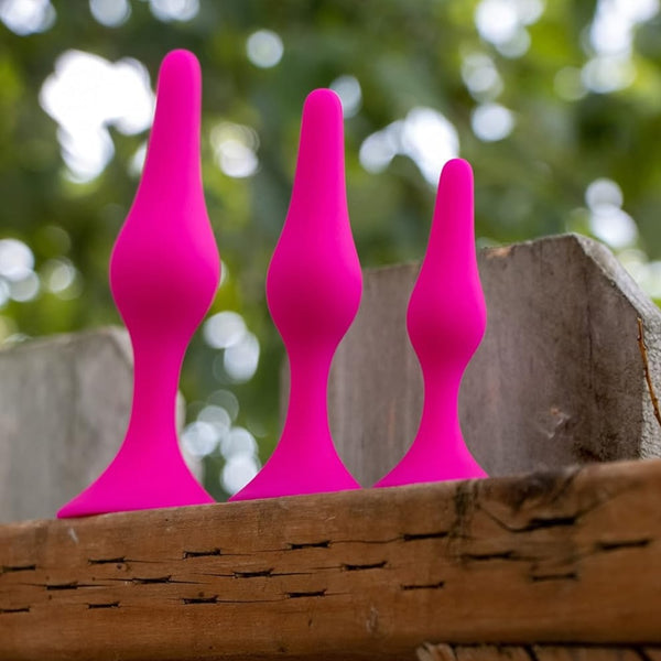 Luxe Beginner Platinum-Cured Silicone Anal Plug Kit - Pink