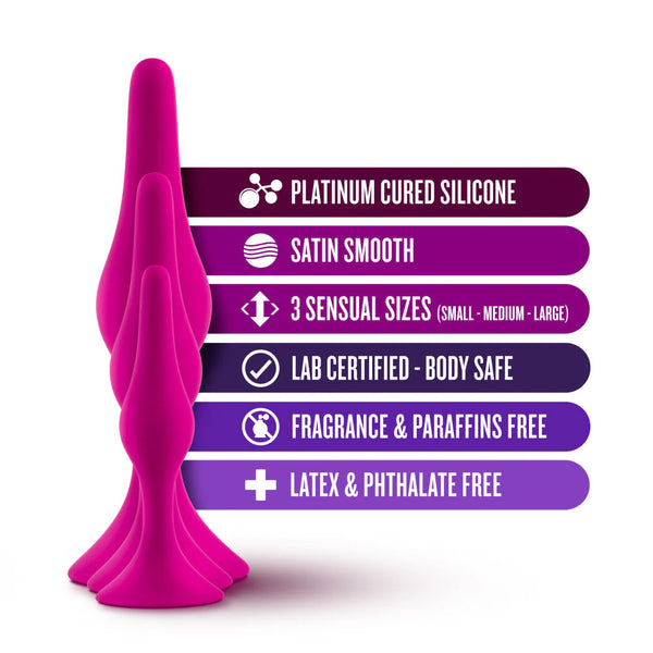 Luxe Beginner Platinum-Cured Silicone Anal Plug Kit - Pink